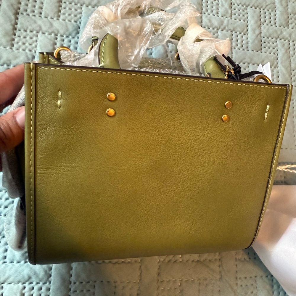 NWT Coach Plant Green Rogue 17 Leather Handbag